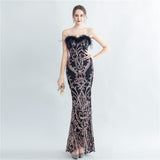 Craft Order Ostrich Feather High End Tube Top Evening Dress
