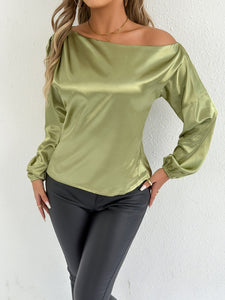 Women Clothing Summer Satin Shirt White Women Long Sleeve Satin Shirt