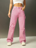 Niche Love Pink Straight Jeans Women High Waist Autumn Loose Drooping Wide Leg Pants Long Pants