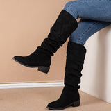 Autumn Winter Knight Boots Women Pointed Toe Square Heel Pile Boots Sexy High Leg Boot