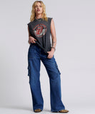 Multi Bag Jeans Women High Waist Tooling Pants Loose Washed Jeans