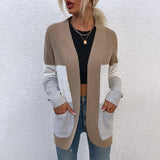 Autumn Winter Women Clothing Curved Large Pocket Knitwear Sweater Cardigan Coat Women