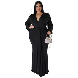Plus Size Women Sexy Nightclub Dress Irregular Asymmetric V Neck Dress