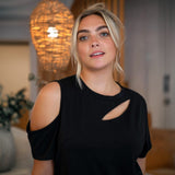 Plus Size Women Clothing Spring Summer Elegant T shirt Irregular Asymmetric Design Top