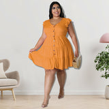 Plus Size Women Clothing Ice Silk Wrinkle Fur Ball Material Large Swing Dress