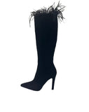 Spring Suede Pointed Toe Stiletto Short Boots Women Stitching Feather Side Zipper Four Seasons Elegant Boots