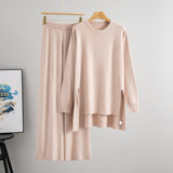 Independent Solid Color Pullover Age Reducing Pullover Two Piece Sets Sweater Women