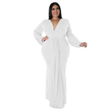 Plus Size Women Sexy Nightclub Dress Irregular Asymmetric V Neck Dress