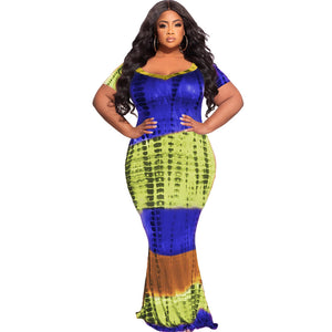 Plus Size Summer Pattern Print Fashion Sexy Long Women Clothes Dress
