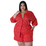 Women Clothing Spring Summer Hollow Out Cutout out Chiffon Jacquard Top Shorts Two Piece Set