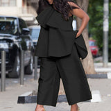 Women Clothes Loose Cool Top Wide Leg Pants Two Piece Suit