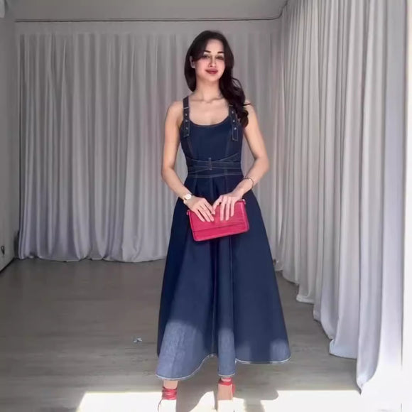 Summer Detachable Shoulder Strap Backless Design Waist Slimming Maxi Dress Large White Street Hipster Wear