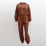 Corduroy Suit Women Sports Casual Autumn Winter Zipper Hooded Sweatshirt Sweatpants Two Piece Set Women
