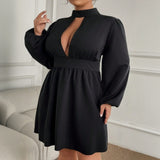 Plus Size Women Sexy Intellectual Dress Autumn Winter Half Turtleneck Elegant Dress