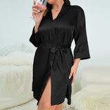 Plus Size Pajamas Women Summer Women Bathrobe Sexy Morning Gowns Homewear outside Ice Silk Robe