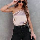 Spring Summer Office Loose Casual Slant Shoulder Satin Strap for Women
