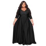 Plus Size Woman Women Clothing Solid Color V Neck Sexy Wedding Clothes Dress