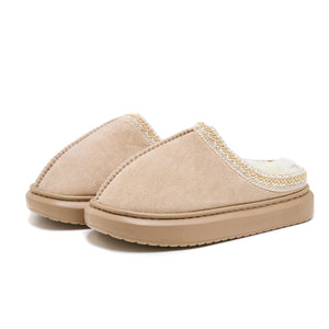 Baotou Fluffy Slippers Autumn Winter Ethnic Cotton Slippers Men Women Couple Warm Rubber Thick-Soled Cotton Slippers