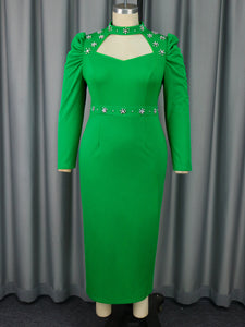 Plus Size Women Clothing Dress Hollow Out Cutout out Collar Beaded Party Cocktail Evening Dress