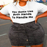 Plus Size Summer Solid Color Printing Tight Street Women T-shirt