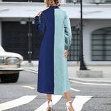 Plus Size Women Clothing Denim Stitching Dress