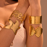 Ocean Coral Starfish Shell Exaggerated Titanium Steel Bracelet Stainless Steel 18K Gold Plating Bracelet