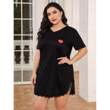 Plus Size Pajamas Women Spring Summer Short Sleeves Nightdress Women Loose Home Wear