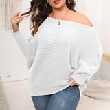 Women Pullover Woven Sweater plus Size Women Clothes Autumn Winter Sleeve Neck Shoulder Loose Sweater