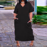 Women Sexy V neck Loose plus Size Dress