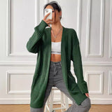 Real Shot Women Clothing Double Pocket Simple Casual Sweater Cardigan