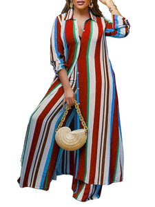 Plus Size Women Clothes Fall Long Sleeve Top with Blouse Pants
