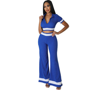 Women Casual Suit Summer Short Sleeved Two Piece Suit