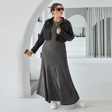 Plus Size Women Casual round Neck Sleeveless Dress Summer High Waist Slim Fit Maxi Dress