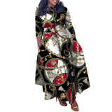 Plus Size Women Clothing Autumn Winter Elegant Tied African Maxi Dress Dress
