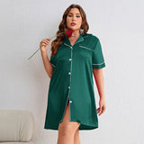 Plus Size Women Pajamas Silk Ice Silk Thin Long Sleeve Cardigan Artificial Silk Simple Sexy Home Wear