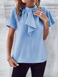 Summer Women Clothing Shirt Women Short Sleeved Summer Bow