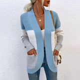 Autumn Winter Women Clothing Curved Large Pocket Knitwear Sweater Cardigan Coat Women