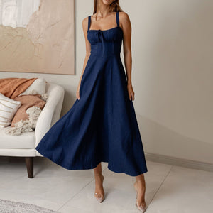 Dress Summer Sexy Backless Sleeveless Denim Dress Women