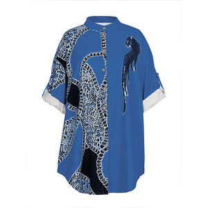 Plus Size Summer Women Clothing Printed Pattern Shirt Round Neck Half Sleeve Shirt Dress