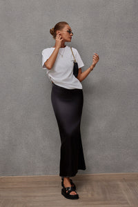 Spring Summer Artificial Silk Skirt Satin Skirt Women Casual Satin Hip Skirt