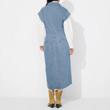 Women Clothing Polo Collar Single Breasted Denim Dress Without Belted