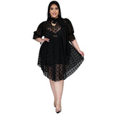 Plus Size Popular  Sexy See-through Mesh Hollow Out Cutout Dress for Women