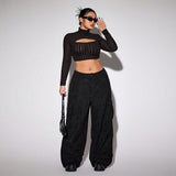 Plus Size Women Clothing Workwear Casual Pants Autumn Winter Street Trend Wide Leg Trousers