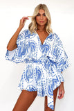 Summer Women Waist Controlled Lace up Geometric Abstract Printed Sexy Jumpsuit