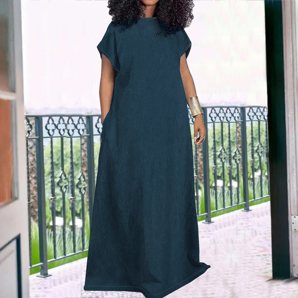 Plus Size Women Clothing Denim Sleeveless Backless Maxi Dress