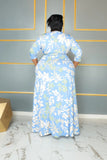 Plus Size Long Sleeve V Neck Women Elegant Dress