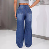 Women Clothing High Waist Ripped Denim Trousers