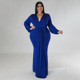 Plus Size Women Sexy Nightclub Dress Irregular Asymmetric V Neck Dress