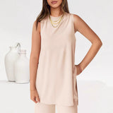 Two Piece Set Casual Set Summer Casual Loose Vest Wide Leg Pants Matching Travel Set Sportswear