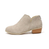 Plus Size Thick Heel Thin Ankle Boots Women Solid Color Pointed Toe Back Zipper Low Heel Shoes